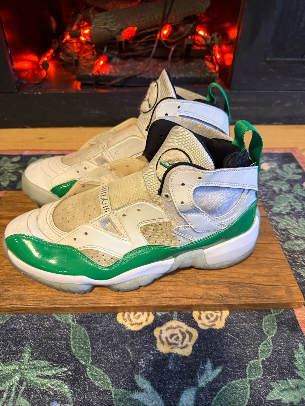 Jordan Jumpman Two Trey sneakers in the "White Lucky Green" colorway